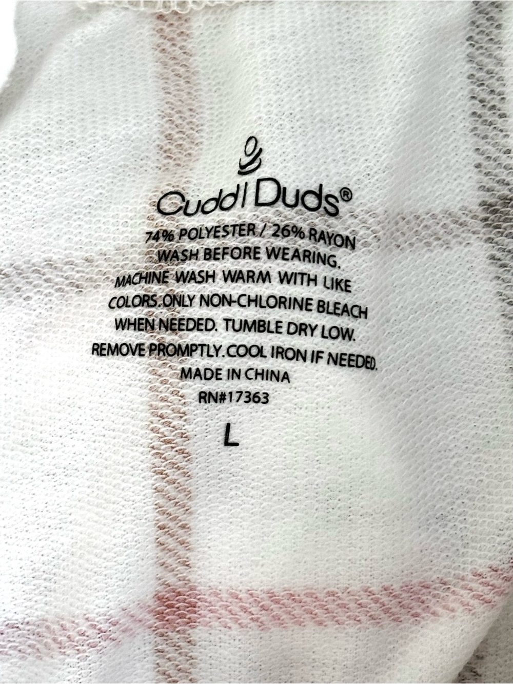 Cuddl Duds 2-Piece Windowpane Plaid Pajama Set Size L - Picture 3 of 3